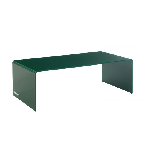 Table basse PANTONE verre courbé vert olive 120cm