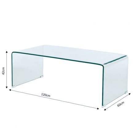 Table basse GINZAverre courbétransparent 120cm