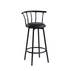 Lot 4 tabourets de bar BISTROT de couleur noir avec assise en PU noir