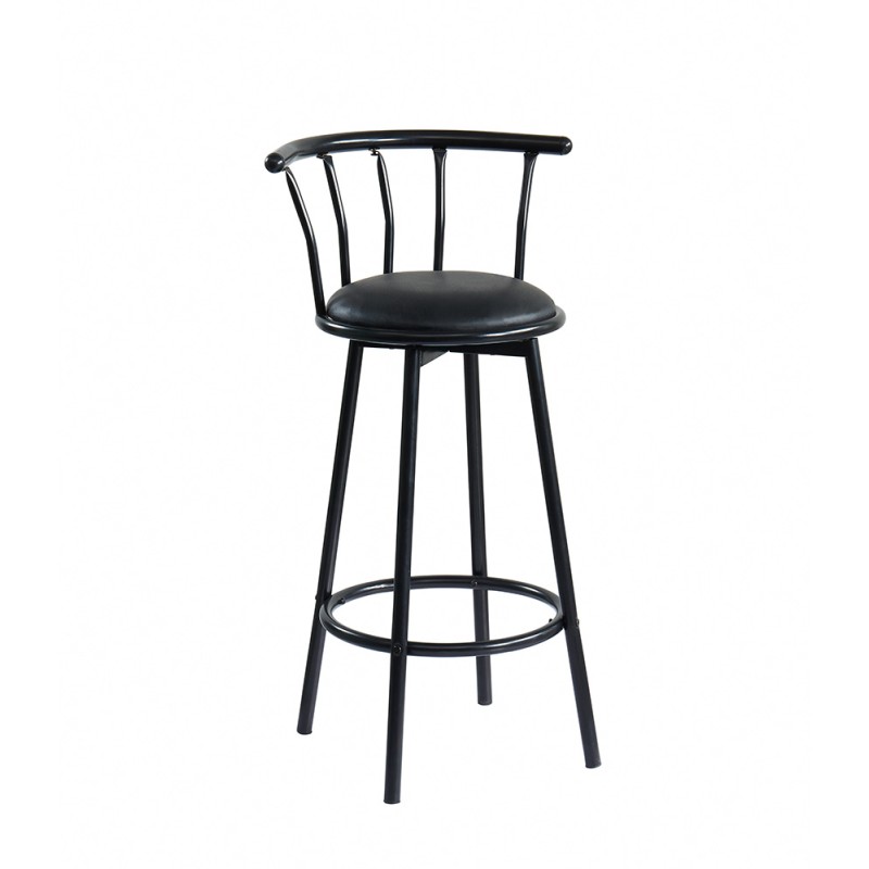 Lot 4 tabourets de bar BISTROT de couleur noir avec assise en PU noir