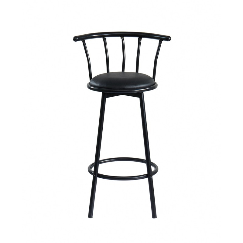 Lot 4 tabourets de bar BISTROT de couleur noir avec assise en PU noir