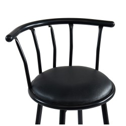 Lot 4 tabourets de bar BISTROT de couleur noir avec assise en PU noir