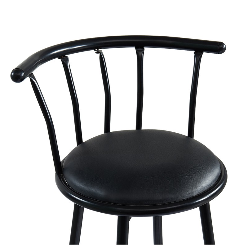 Lot 4 tabourets de bar BISTROT de couleur noir avec assise en PU noir