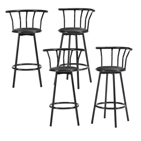 Lot 4 tabourets de bar BISTROT de couleur noir avec assise en PU noir
