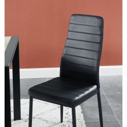 Lot de 6 chaises SAM simili noir pieds en métal noir