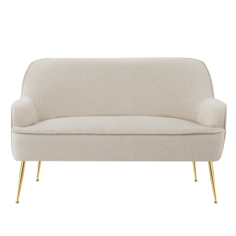 Fauteuil Tivoli En Tissu Bouclette Beige Avec Pieds En Bois - Confort Et Style Tendance