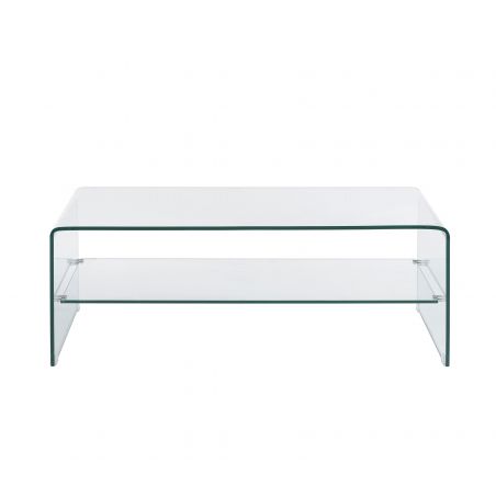 Table basse GINZA verre courbé transparent 120cm