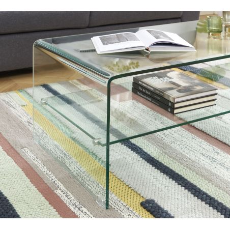 Table basse GINZA verre courbé transparent 120cm