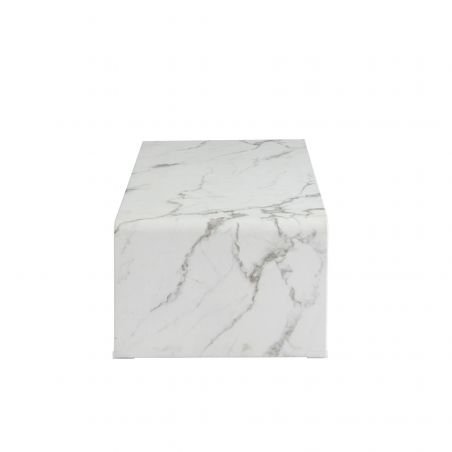Table basse GINZA verre courbé effet marbre 120cm