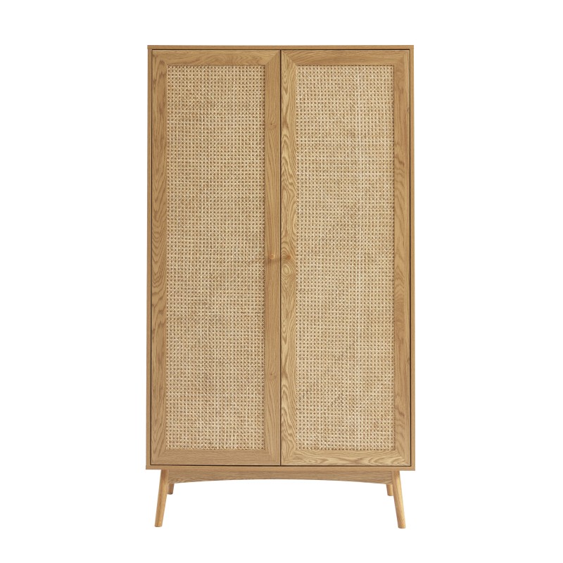 Armoire AMANA effet chêne et cannage rotin 2 portes h170cm