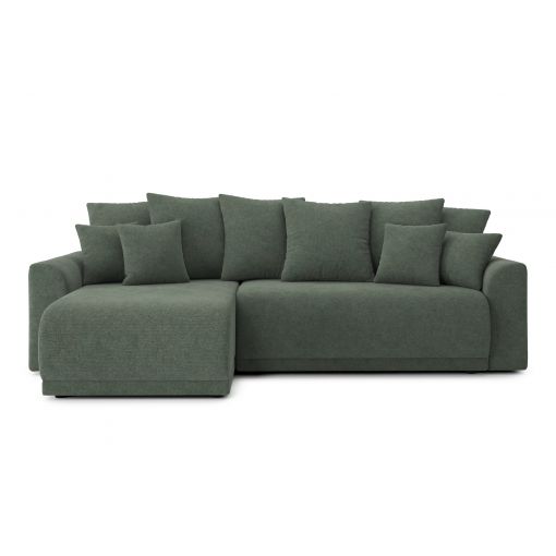 Canapé d'angle NOVA convertible tissu vert 4 places