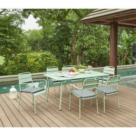 Table de jardin PANTONE en acier vert menthe 160x90 cm