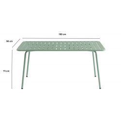Table de jardin PANTONE en acier vert menthe 160x190 cm