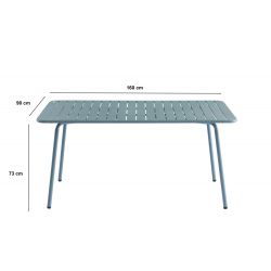 Table de jardin PANTONE en acier bleu givré 160x190 cm