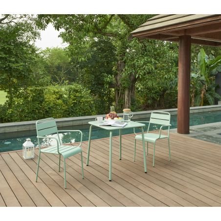 Table de jardin PANTONE en acier vert menthe 70x70 cm