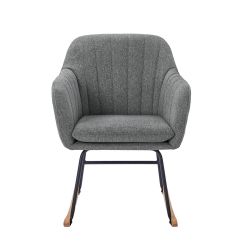 Fauteuil ELSA tissu gris rocking chair
