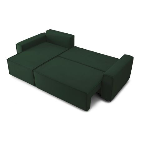 Canapé d'angle MIRA convertible et réversible velours vert