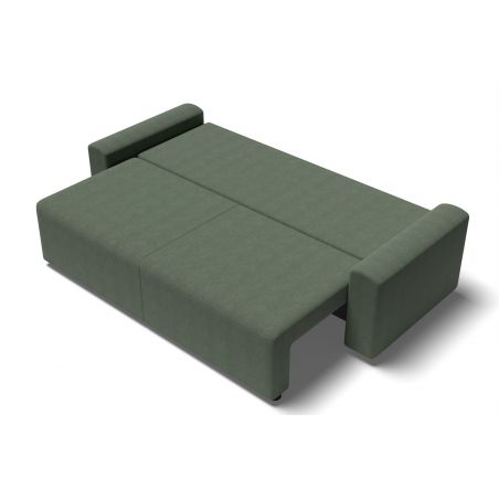 Canapé droit MILO convertible tissu vert 3 places