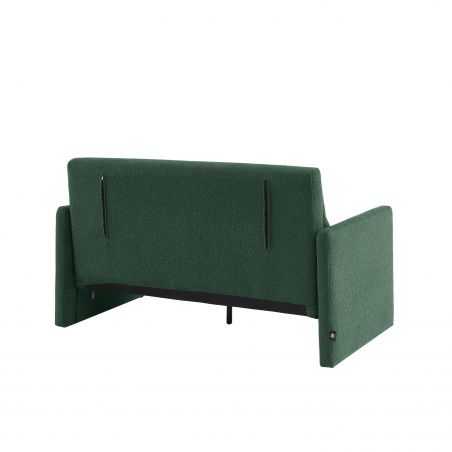 Canapé droit JADE en tissu bouclette vert convertible 2 places