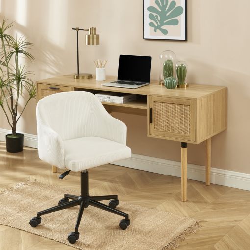 Fauteuil BARNABE en velours côtelé beige