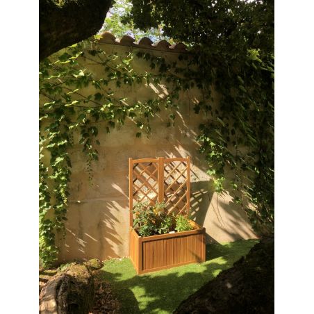 Jardinière avec treillis MIRI en bois d'acacia 87x43,5x130 cm