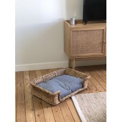 Panier rectangulaire GAIA pour chien et chat en jacinthe d'eau coloris gris