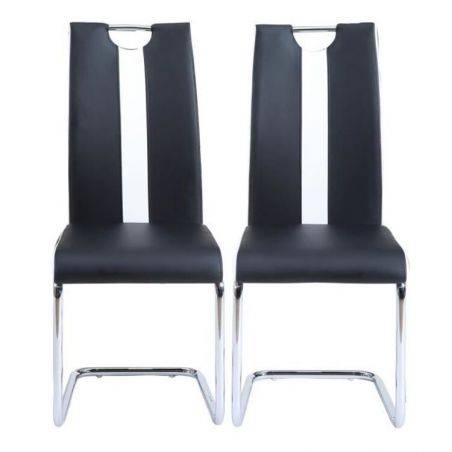 Lot de 2 chaises JADE simili noir pieds en métal chromé