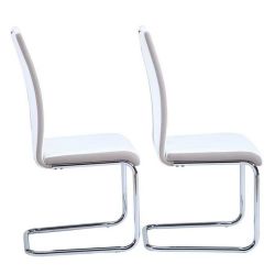 Lot de 2 chaises JADEsimili blanc pieds en métal chromés