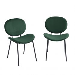 Lot de 2 chaises SHEILA velours vert pieds métal noir