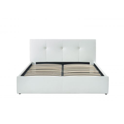 Lit coffre SEGURO simili blanc matelas 140x190