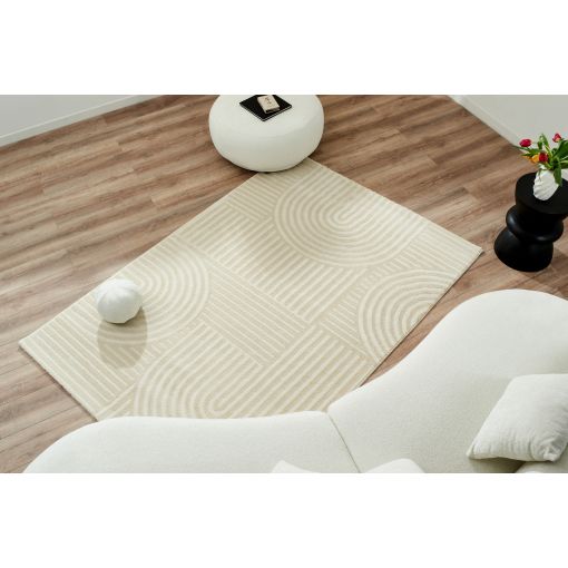 Tapis OLGA crème motif en relief 200x290 cm