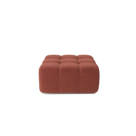 Canapé droit avec pouf ELEONORE convertible tissu chiné grenat 4 places