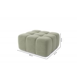 Canapé droit avec pouf ELEONORE convertible tissu chiné vert amande 4 places