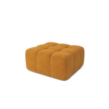 Canapé droit avec pouf ELEONORE convertible tissu moutarde 4 places