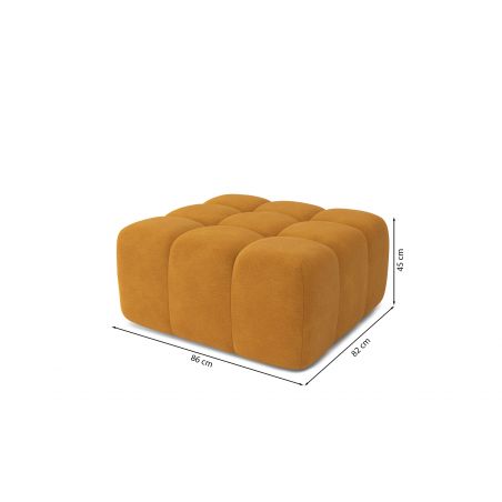 Canapé droit avec pouf ELEONORE convertible tissu moutarde 4 places