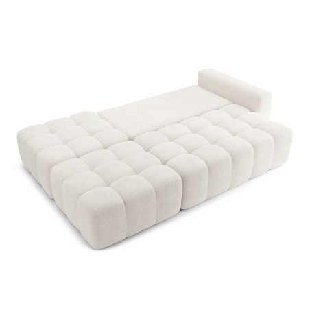 Canapé d'angle droit modulable ELEONORE convertible tissu bouclette blanc pur 5 places
