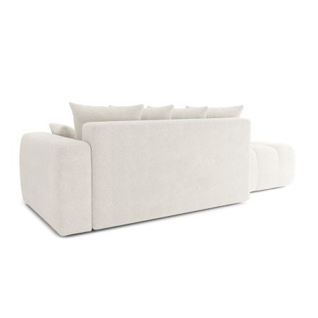 Canapé d'angle à droite convertible en tissu bouclettes blanc - KIARO