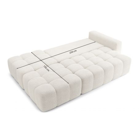 Canapé d'angle droit modulable ELEONORE convertible tissu bouclette blanc pur 5 places