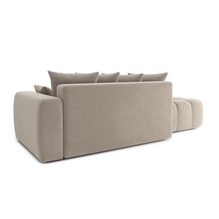 Canapé d'angle droit modulable ELEONORE convertible tissu chiné grège 5 places