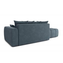 Canapé d'angle droit modulable ELEONORE convertible tissu bleu gris 5 places