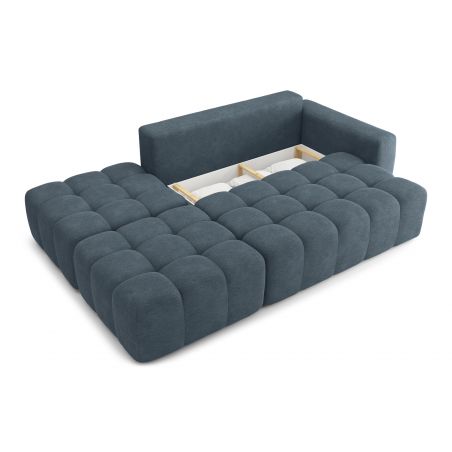 Canapé d'angle droit modulable ELEONORE convertible tissu bleu gris 5 places
