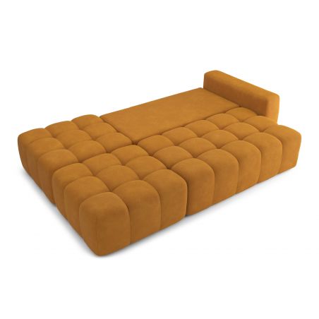 Canapé d'angle droit modulable ELEONORE convertible tissu moutarde 5 places