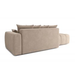 Canapé d'angle droit modulable ELEONORE convertible tissu grège 5 places