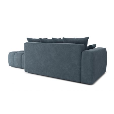 Canapé d'angle gauche modulable ELEONORE convertible tissu bleu gris 5 places