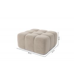 Canapé d'angle droit modulable avec pouf ELEONORE convertible tissu chiné grège 6 places