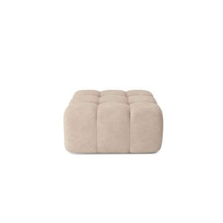 Canapé d'angle droit modulable avec pouf ELEONORE convertible tissu grège 6 places