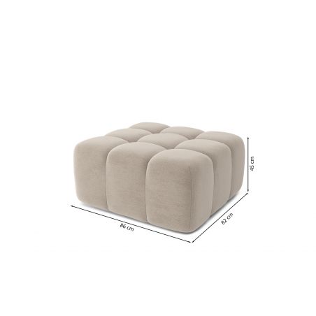 Canapé d'angle gauche modulable avec pouf ELEONORE convertible tissu chiné grège 6 places