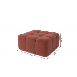 Canapé d'angle gauche modulable avec pouf ELEONORE convertible tissu chiné grenat 6 places