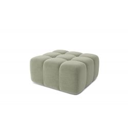 Canapé d'angle gauche modulable avec pouf ELEONORE convertible tissu chiné vert amande 6 places