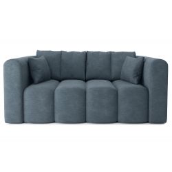 Canapé droit CONSTANCE fixe tissu bleu gris 3 places